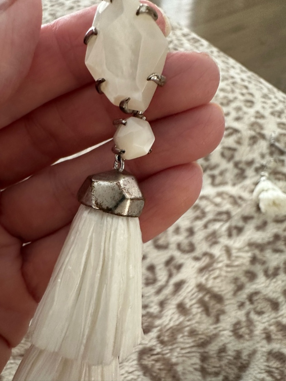 Kendra Scott White Multi-Tier Tassel Earrings - Picture 5 of 6
